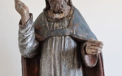 Large antique wooden statue of Saint (Saint Joseph) - Polychrome - 18th century