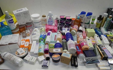 Large bag of toiletries including Baby oil, Night cream, facial...