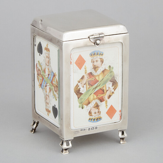 Late Victorian Silver Playing Cards Box, Cohen & Charles, London, 1900