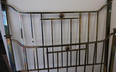 Late Victorian brass rail double bedstead complete with side...