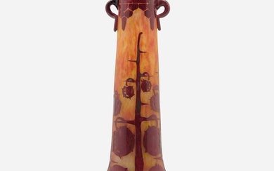 Le Verre Francais, Tall vase with stylized chestnut branches