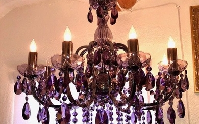 Lead cut crystal European purple amethyst chandelier 8