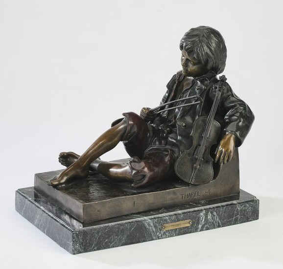 Leon Tharel (French) signed bronze, 19th c.