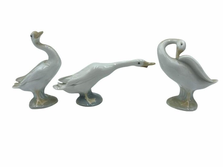 Lot of Three Lladro Porcelain Ducks Figurines