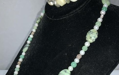 Lot2 Sterling Silver Pearl & Natural Stone Jewelry