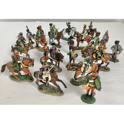 Lotto di soldatini di piombo dipinti a mano di taglia 54mm, edizione Del Prado da esportazione, nove a cavallo e...