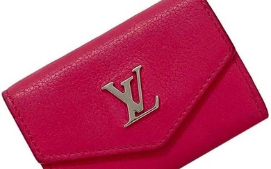 Louis Vuitton Trifold Wallet Portefeuille Lock Pink Silver M67858 LV Leather Metal UB2159 LOUIS