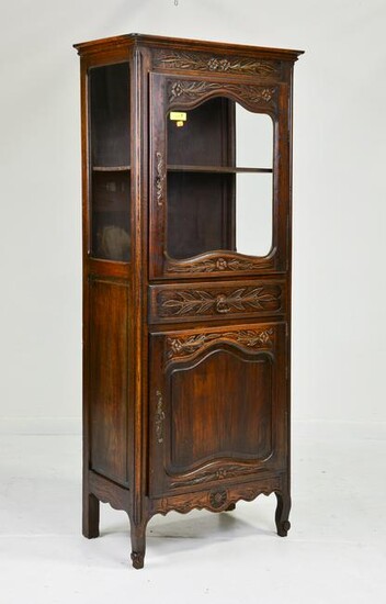 Louis XV Style Carved Oak Vitrine / Cabinet
