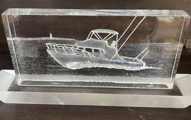 Lucite Acrylic Sailboat Ship Boat Sculpture Changing Tides Signed Malandola