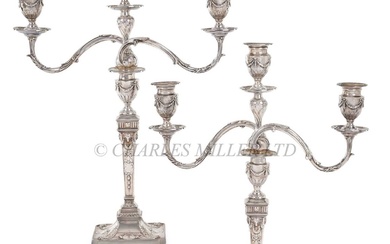 [M] A PAIR OF GEORGE III SILVER CANDLESTICKS