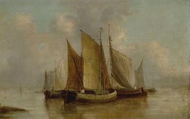[M] THOMAS EDWARD WATERS (19TH-20TH CENTURY) - FISHING BOATS OFF SUNDERLAND POINT, LANCASTER