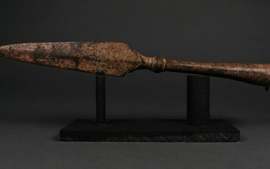 MEDIEVAL SELJUK IRON SOCKETED SPEAR ON STAND