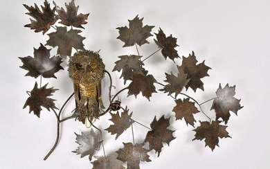 METAL PLAQUE OF FOLIAGE AND AN OWL
