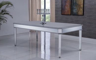 MIRRORED LARGE TABLE SILVER RECTANGLE KITCHEN DINING ROOM OFFICE 60"