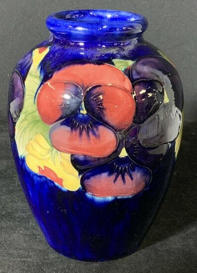 MOORCROFT Ceramic Glazed Pansy Vase, England