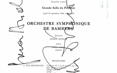 MUSIC - ANDA Geza (1921 - 1976) - Printed concert program signed