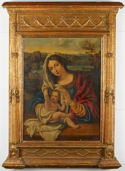 Madonna and Child Painting on Panel Follower of Bernard