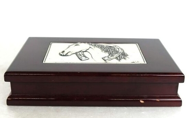Mahogany Box w/ Horse Head Relief Medallion