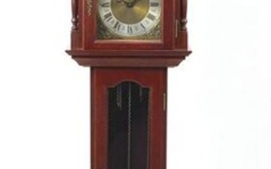 Mahogany long case clock with moon face dial, 185cm