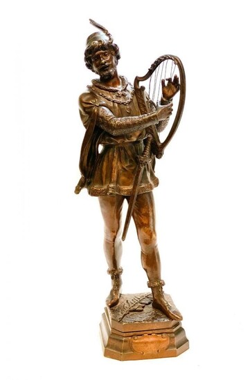 Marcel Debut Patinated Bronze Figure Sculpture