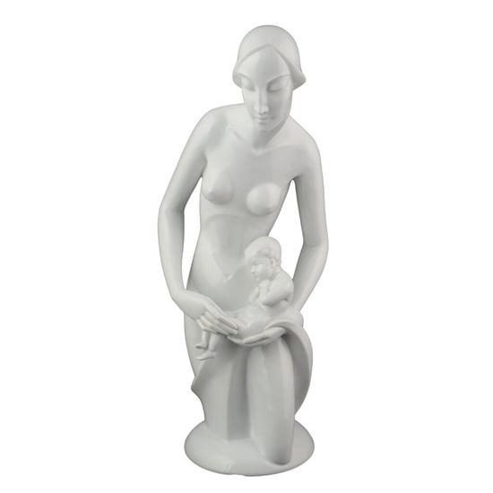 Maternità, gruppo in porcellana bianca, Gerhard Schliepstein (1886-1963) per Rosenthal, 1930 circa