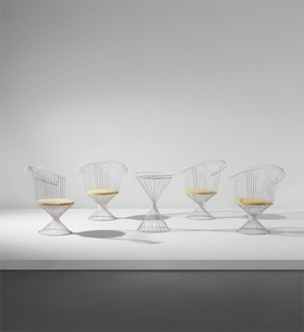 Mathieu Matégot, Garden table and set of four chairs