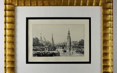 Maxime Lalanne 1884 etching Montalban Tower signed