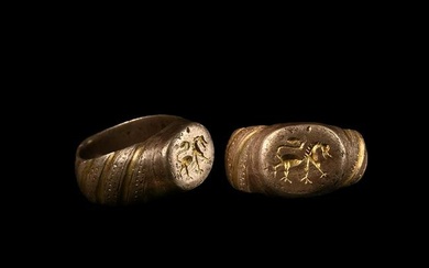 Medieval Silver-Gilt Ring with Lion Motif