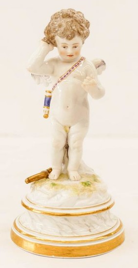 Meissen Porcelain Cupid Figurine 7''x3.5''. A