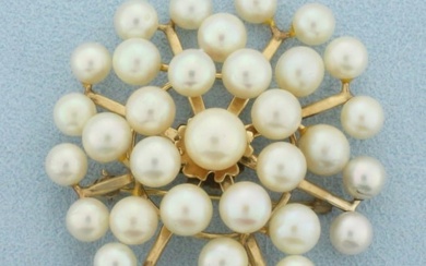Ming's Designer Cultured Akoya Pearl Pendant or Brooch Pin in 14k yellow gold