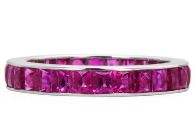 Modern Ruby 18K White Gold Stackable Eternity Band Ring