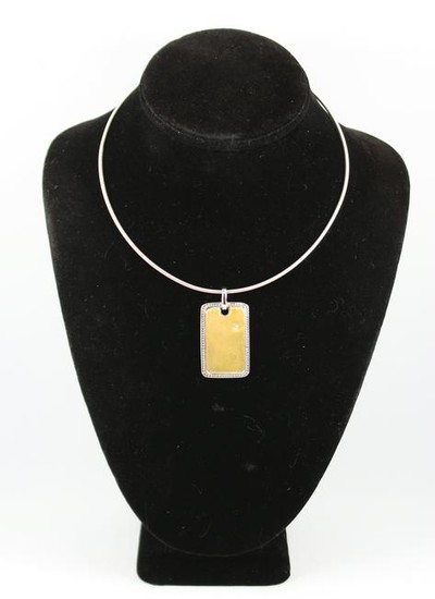 Modern Silver Necklace With Gold-Tone Pendant