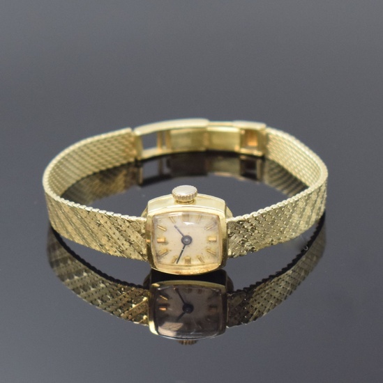 Montre-bracelet pour dame en GG 585/000, Allemagne / Suisse vers 1970, quartz, 2 pièces, fond...