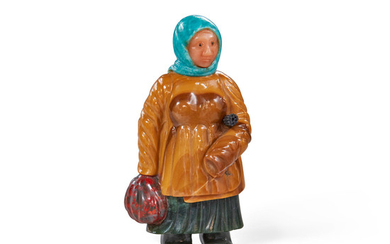 Multi-gemstone Carving of a Russian Peasant Woman
