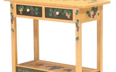 Mustard Sponged and Paint Decorated Console Table