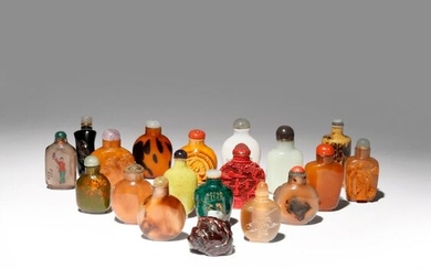 NINETEEN CHINESE SNUFF BOTTLES 19TH/20TH CENTURY In glass, porcelain, hardstone,...