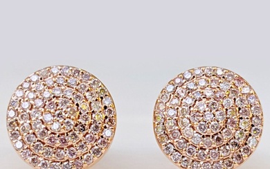 ***NO RESERVE*** 0.31 Carat Fancy Pink Diamond - 14 kt. Pink gold - Earrings