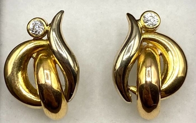 NO RESERVE PRICE - 18 kt. Yellow gold - Earrings - 0.18 ct Diamonds