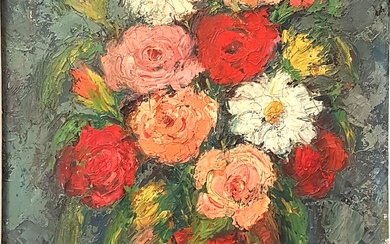 Nathan GUTMAN (1914-1990), Vase de fleurs Huile sur toile signée en bas à droite 60...