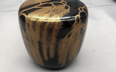 Natsume - Lacquered wood - 中棗 - 春光 - 柳金蒔絵 - willow gold lacquer work - Japan - Shōwa period (1926-1989)