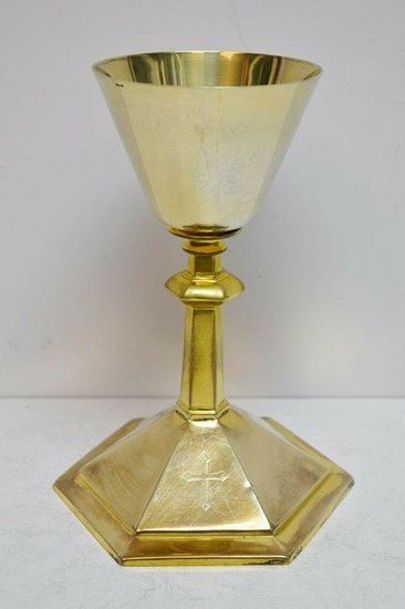 Nice Vintage Gold Plated 8 1/4" Church Chalice - Cup