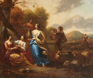 Nicolaes Berchem, in the manner of, Jacob and Rachel at the Well