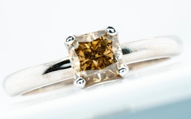 **No Reserve** - 18 kt. White gold - Ring - 1.14 ct Diamond - Natural Fancy Deep Yellowish Brown VS1