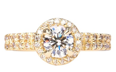 No Reserve Price - 0.86 ctw - 14 kt. Yellow gold - Ring - 0.54 ct Diamond - Diamonds
