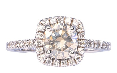 No Reserve Price - 1.54 ctw - 14 kt. White gold - Ring - 1.21 ct Diamond - Diamonds