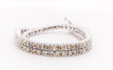 No Reserve Price - 2.26 tcw - Light to Fancy Mix Yellow - Brown - 14 kt. White gold - Bracelet Diamond