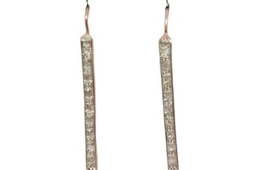 No Reserve Price - Earrings - 9 kt. Rose gold, Silver Sapphire - Diamond