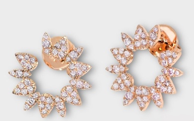 No Reserve Price - IGI 0.85 Ct - Earrings - 14 kt. Rose gold Diamond (Natural)