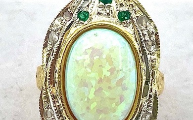 No Reserve Price Ring - Silver, Yellow gold 13.00ct. Opal - Mixed gemstones