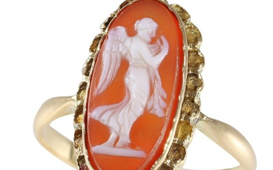 No Reserve Price - Vintage antique anno 1900, Cameo - Ring - 18 kt. Yellow gold